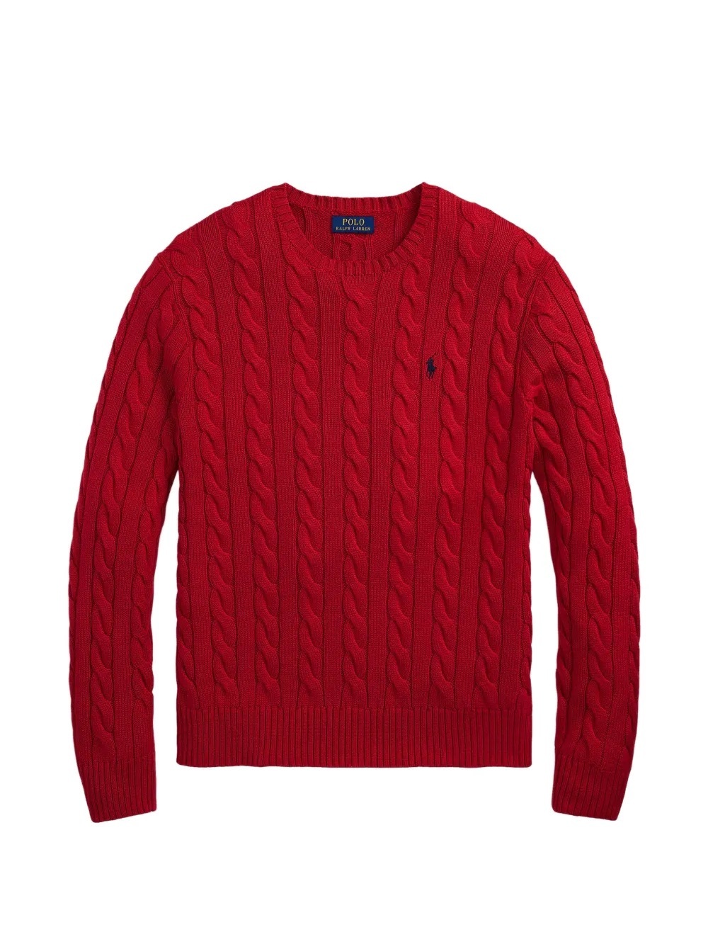 Polo by Ralph Lauren Bright Red Cable Knit Crewneck Sweater